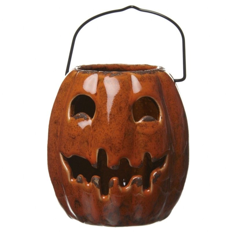 CERAMIC PUMPKIN LANTERN 9.5*9*10CM