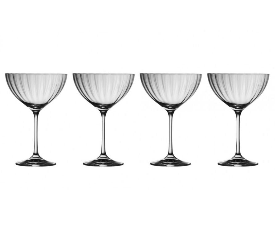 GALWAY CRYSTAL ERNE CHAMPAGNE SAUCER SET OF 4