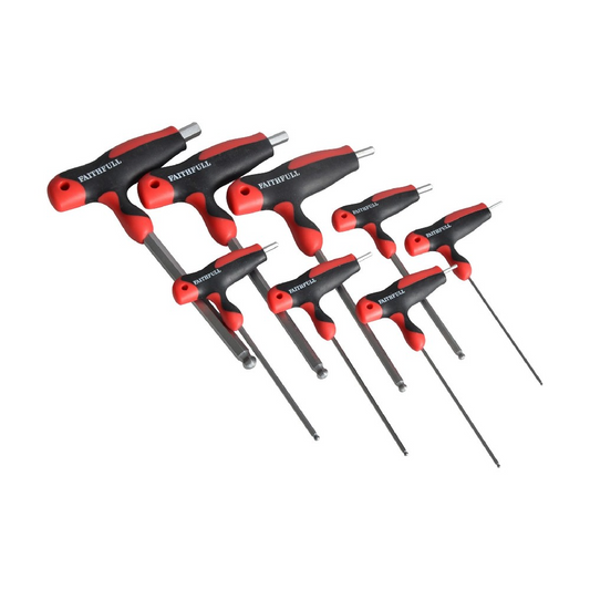 FAITHFULL 8PC T HANDLE BALL ENDED HEX KEY SET