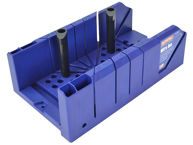 FAITHFULL MITRE BOX WITH PEGS-BLUE PLASTIC