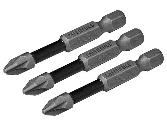 FAITHFULL SCREWDRIVER BITS POZI IMPACT PZ2