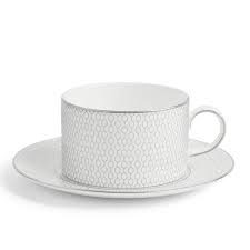 WEDGWOOD GIO PLATINUM TEACUP & SAUCER