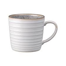 DENBY STUDIO GREY WHITE RIDGED MUG