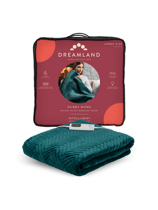 DREAMLAND DELUX VELVET THROW EMERALD GREEN