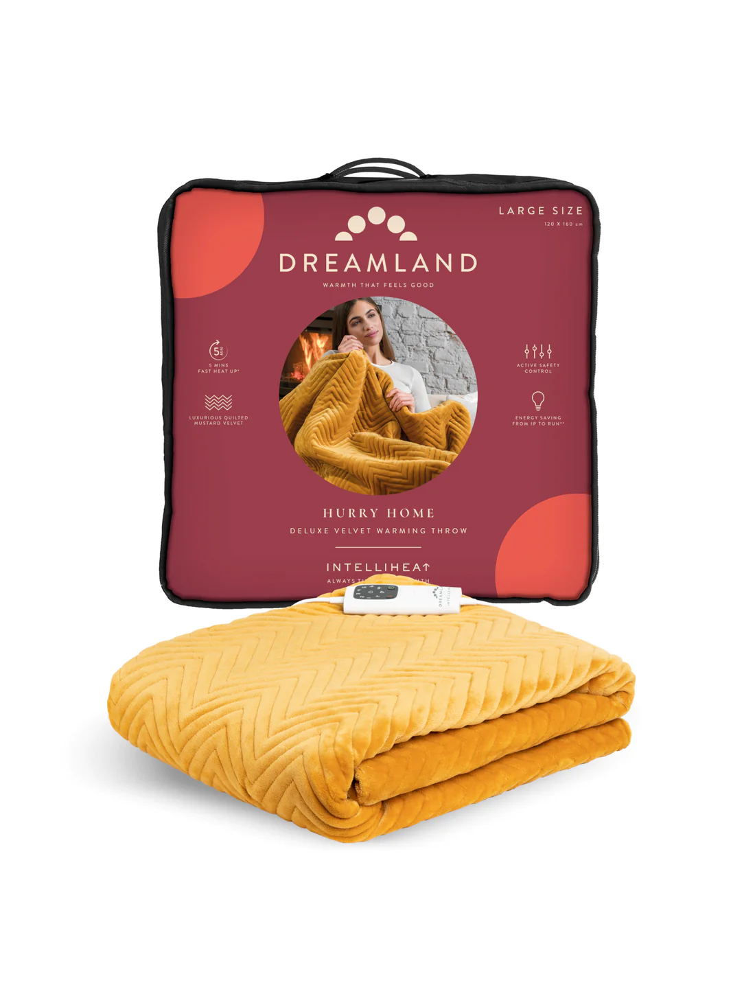 DREAMLAND DELUXE VELVET THROW MUSTARD