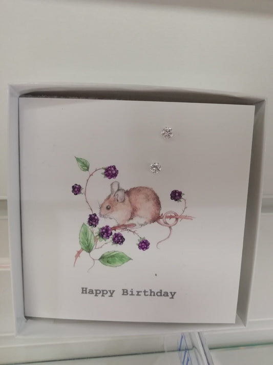 CRUMBLE & CORE MOUSE BIRTHDAY EARRING CARD