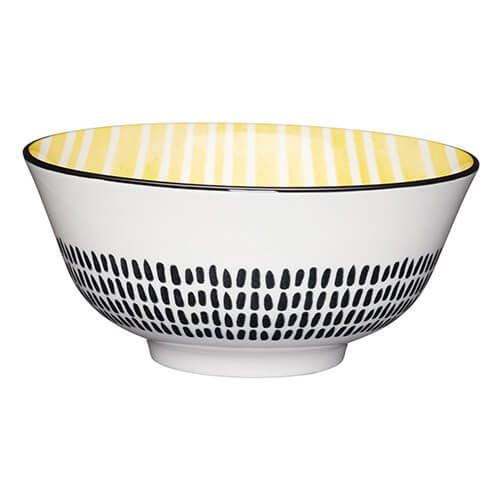 KITCHENCRAFT YELLOW STRIPE BOWL 15.7CM