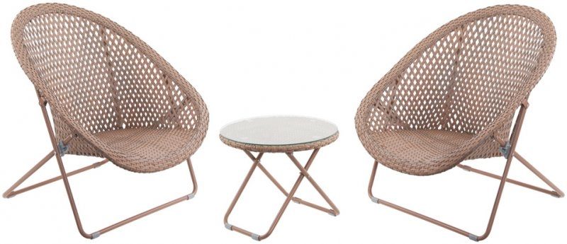 THE OLD BASKET COMPANY FAUX RATTAN FOLDING LOUNGE BISTRO SET COPPER