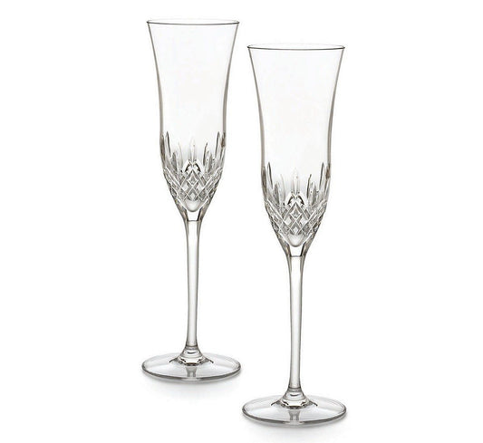 WATERFORD CRYSTAL LISMORE ESSENCE CHAMPAGNE FLUTE PAIR