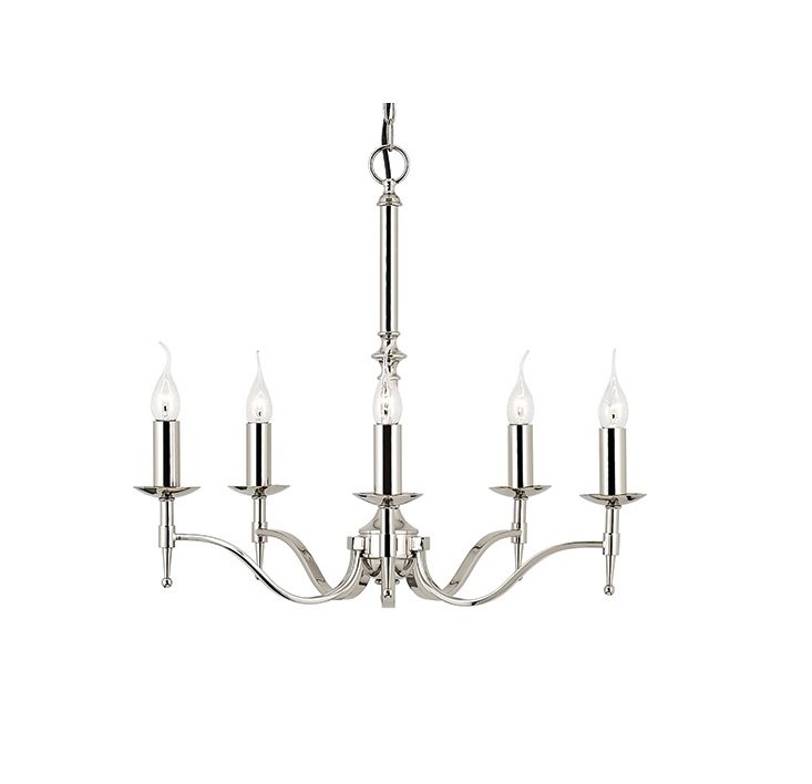 INTERIORS 1900 STANFORD 5 LIGHT PENDANT- NICKEL