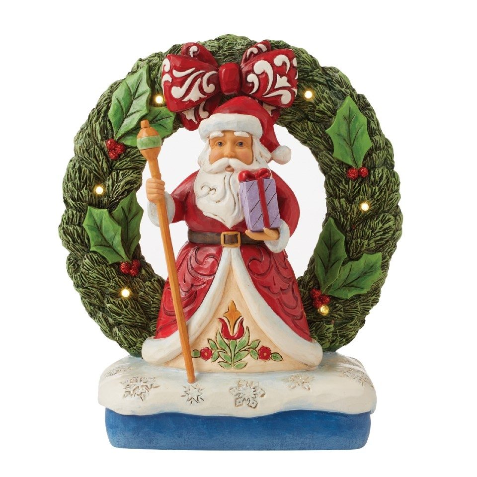 ENESCO SANTA IN WREATH FIGURINE