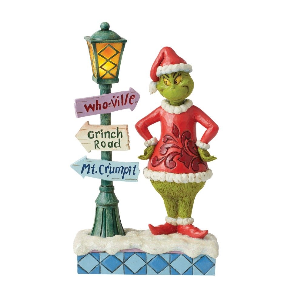 ENESCO GRINCH BY LAMPOST W SIGNS