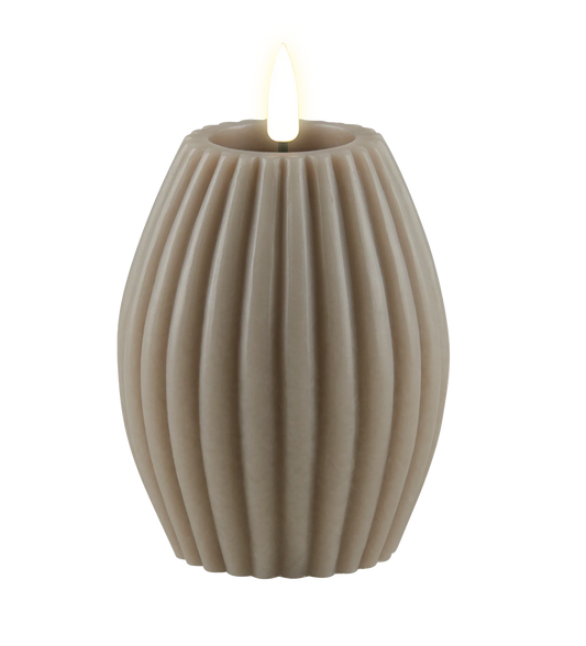 DELUXE HOMEART STRIPE LED CANDLE - SAND - 10CM * 15CM