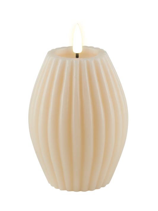 DELUXE HOMEART STRIPE LED CANDLE - CREAM – 10CM * 15CM