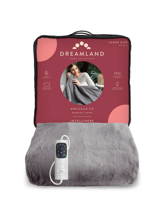 DREAMLAND LARGE VELVET SNUGGLE UP THROW, GREY