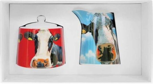 EOIN O'CONNOR SET CREAMER & SUGAR BOWL COW