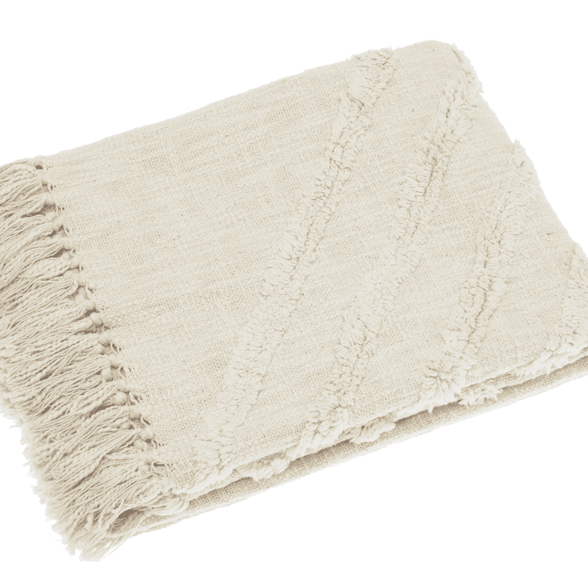 WALTON & CO TUFTED COTTON THROW CREAM 125*150CM