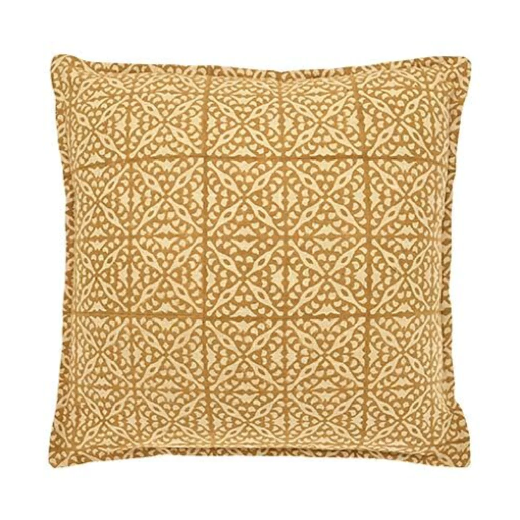 WALTON MARTTHA HANDBLOCK PRINT CUSHION SAFFRON 43*43CM