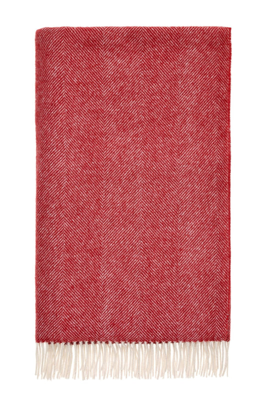 MOON HERRINGBONE RED THROW