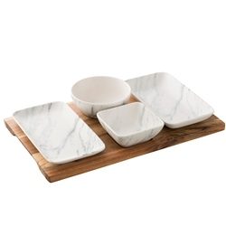 BELLEEK MARBLED TAPAS SET