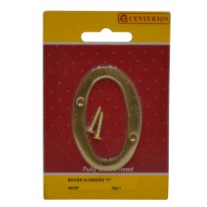 NUMBER 0 BRASS DOOR NUMBER 3 INCH