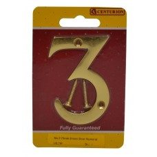 NUMBER 3 BRASS DOOR NUMBER 3 INCH