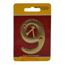 NUMBER 9 BRASS DOOR NUMBER 3 INCH