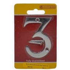 NUMBER 3 CHROME DOOR NUMBER 3 INCH