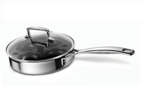 LE CREUSET 3-PLY STAINLESS STEEL SAUTE PAN WITH NON-STICK POACHING INSERT