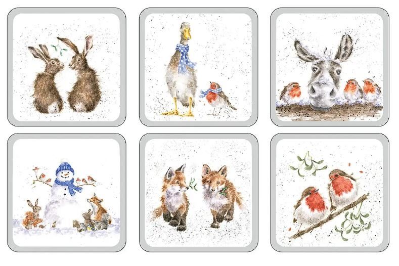 WRENDALE CHRISTMAS COASTERS - SET OF 6