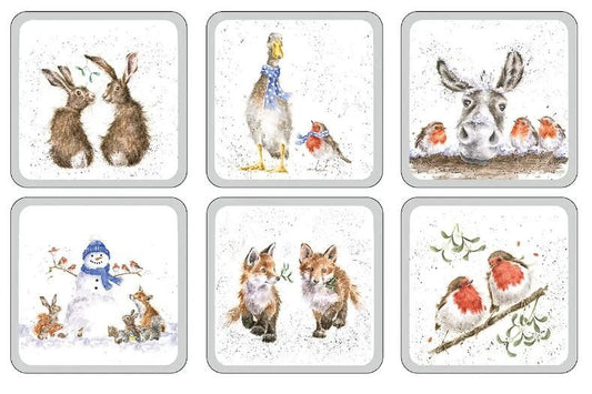 WRENDALE CHRISTMAS COASTERS - SET OF 6