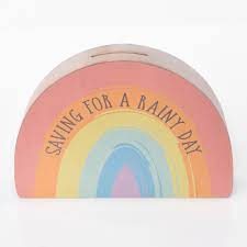 WIDDOP PETIT CHERI RAINBOW SHAPE MONEY BOX "SAVING FOR A RAINY DAY