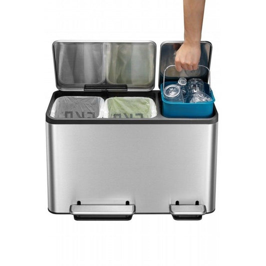 ECOCASA RECYCLING BIN BRUSHED STAINLESS STEEL