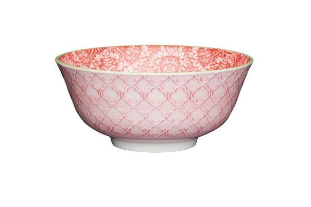 KITCHENCRAFT STONEWARE BOWL - DAMASK RED