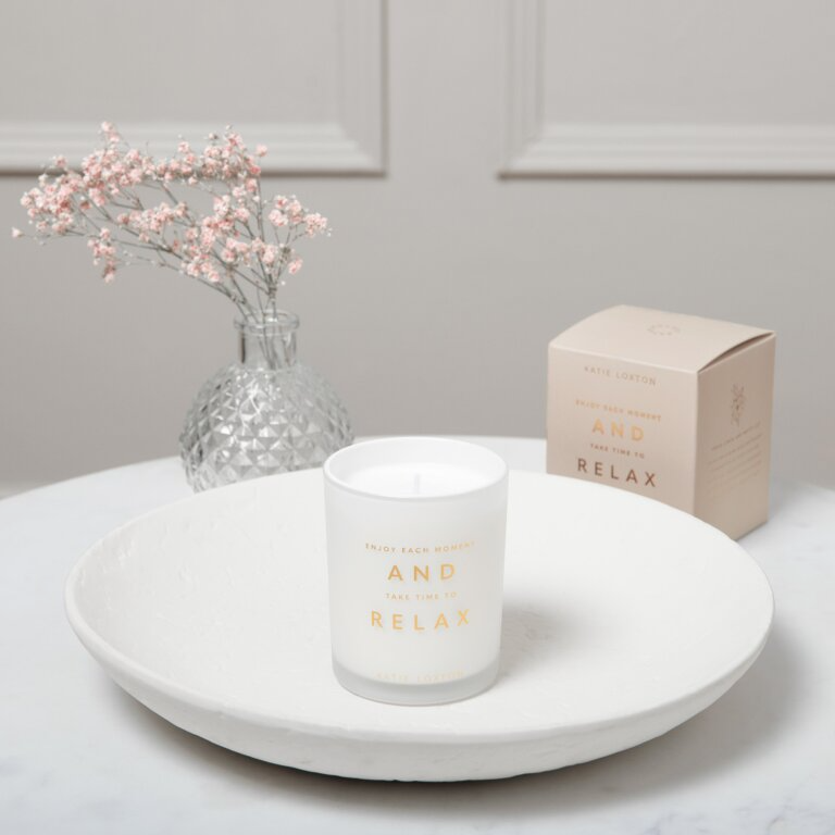 KATIE LOXTON 'ENJOY AND RELAX' CANDLE FRESH LINEN AND WHITE LILY