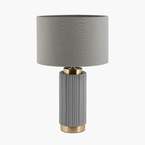 PACIFIC GREY TEXTURED CERAMIC AND GOLD METAL LAMP