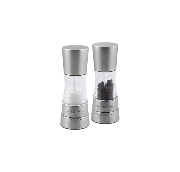 COLE & MASON DERWENT MINI CLEAR SALT & PEPPER MILL