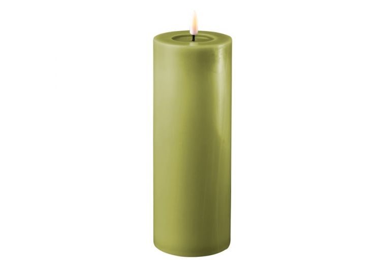 DELUXE HOMEART OLIVE GREEN LED CANDLE - 10CM * 20CM