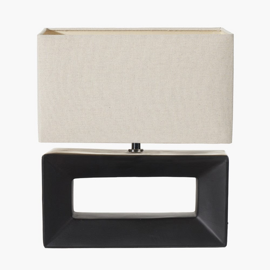 PACIFIC LIFESTYLE BLOCK BLACK CERAMIC RECTANGULAR TABLE LAMP