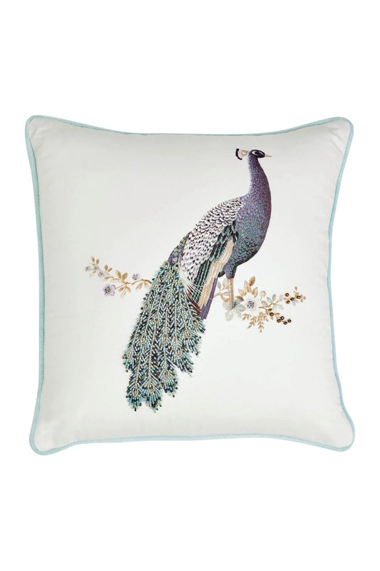 LAURA ASHLEY BEADED PEACOCK CUSHION