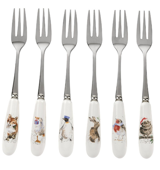 WRENDALE CHRISTMAS PASTRY FORKS S/6