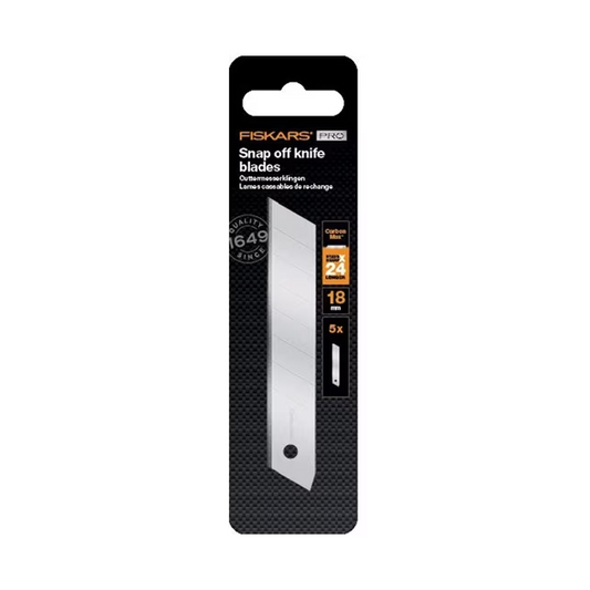 FISKARS CARBONMAX SNAP OFF KNIFE 18MM 5PACK