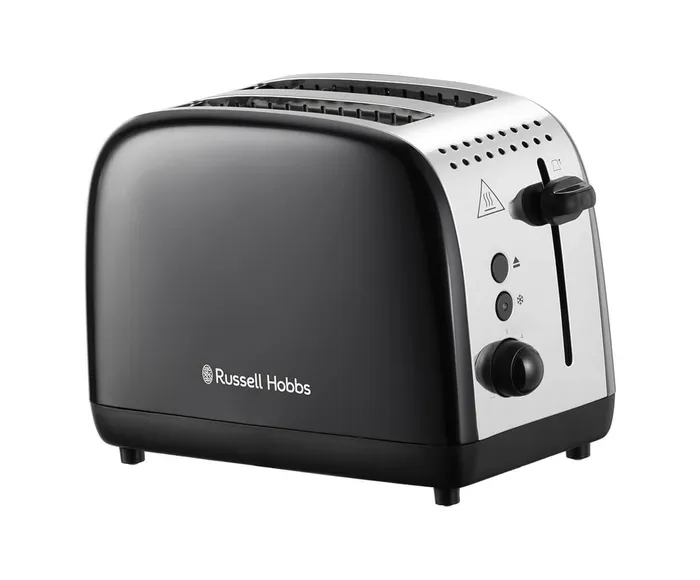 RUSSELL HOBBS BLACK STAINLESS STEEL TOASTER 2 SLICE