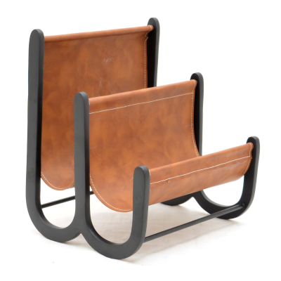 CASTLE LIVING LEATHER MAGAZINE RACK