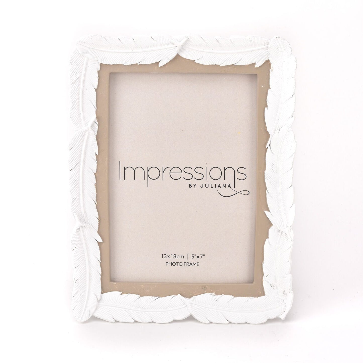 IMPRESSIONS WHITE RESIN FEATHER PHOTO FRAME 5" x 7"