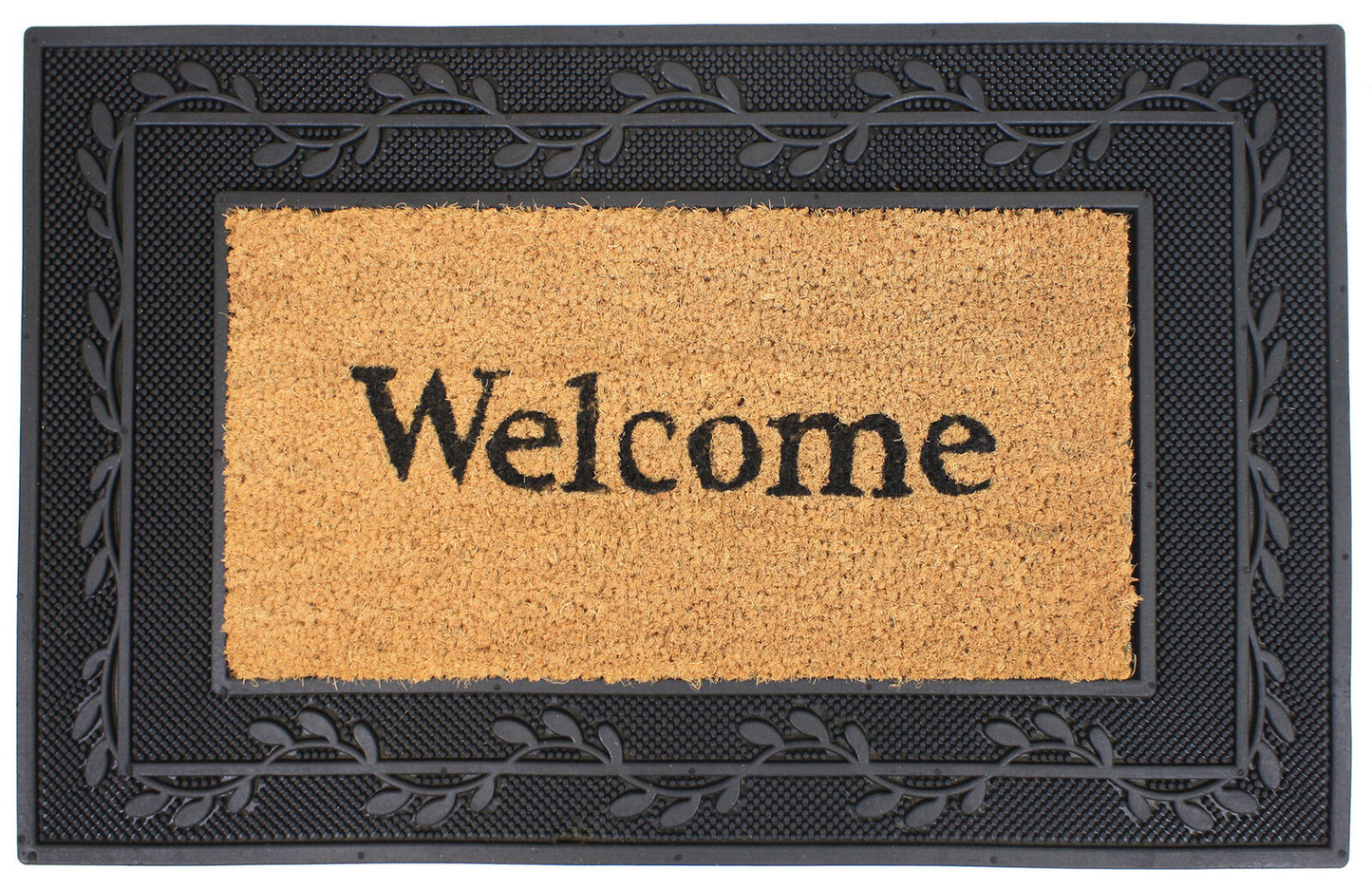 RUBBER PIN & COIR WELCOME RECTANGLE DOORMAT75*45CM