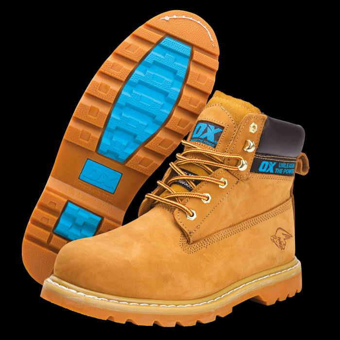 OX TOOLS HONEY NUBUCK SAFETY BOOTS - SIZE 10